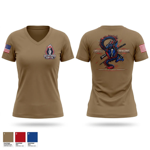 Womens Short Sleeve Vneck Shirt, Delta Company 100BN 442IN REGT, Army, Teamtime, Team time, sublimation, custom sports apparel, team uniforms, spirit wear, spiritwear, sports uniforms, custom shirts, team store, custom team store, fundraiser sports, apparel fundraiser