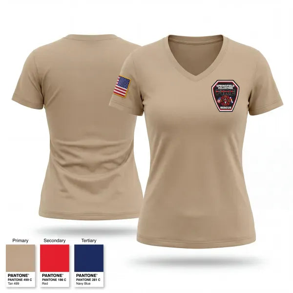 Womens Short Sleeve Vneck Shirt, Springfield Volunteer Fire Dept., Fire Department, Teamtime, Team time, sublimation, custom sports apparel, team uniforms, spirit wear, spiritwear, sports uniforms, custom shirts, team store, custom team store, fundraiser sports, apparel fundraiser