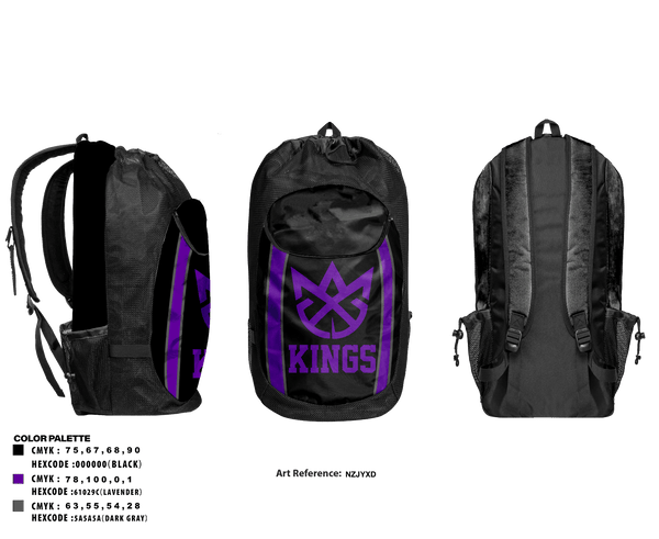 Gear Bag, Kings, Men's Basketball, Teamtime, Team time, sublimation, custom sports apparel, team uniforms, spirit wear, spiritwear, sports uniforms, custom shirts, team store, custom team store, fundraiser sports, apparel fundraiser
