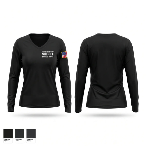Womens Long Sleeve Vneck Shirt, Henderson County Sheriff Department, Police, Teamtime, Team time, sublimation, custom sports apparel, team uniforms, spirit wear, spiritwear, sports uniforms, custom shirts, team store, custom team store, fundraiser sports, apparel fundraiser