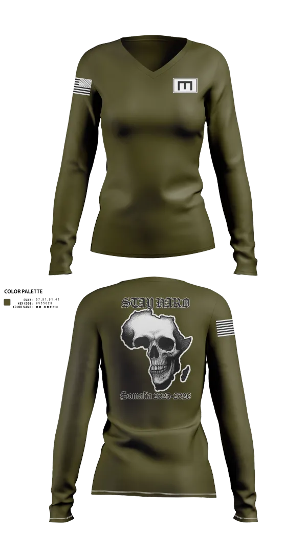 Womens Long Sleeve Vneck Shirt, 180th ESC, Army, Teamtime, Team time, sublimation, custom sports apparel, team uniforms, spirit wear, spiritwear, sports uniforms, custom shirts, team store, custom team store, fundraiser sports, apparel fundraiser