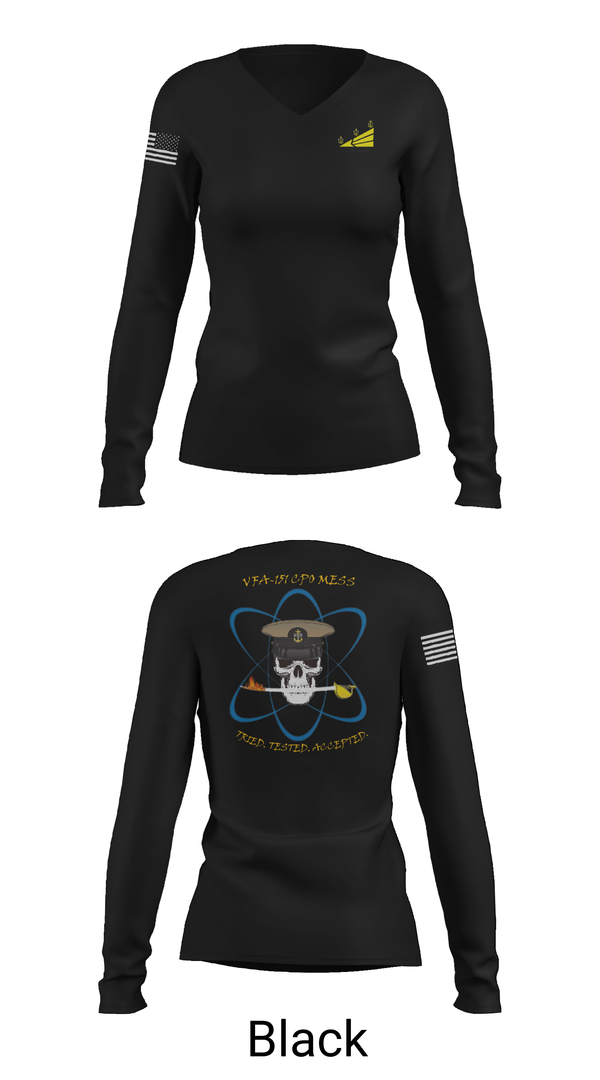 Womens Long Sleeve Vneck Shirt, VFA-151, , Teamtime, Team time, sublimation, custom sports apparel, team uniforms, spirit wear, spiritwear, sports uniforms, custom shirts, team store, custom team store, fundraiser sports, apparel fundraiser