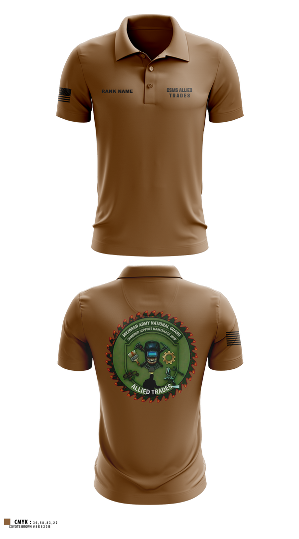 Short Sleeve Performance Polo, CSMS ALLIED TRADES, National Guard, Teamtime, Team time, sublimation, custom sports apparel, team uniforms, spirit wear, spiritwear, sports uniforms, custom shirts, team store, custom team store, fundraiser sports, apparel fundraiser