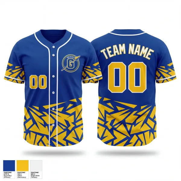 Full Button Baseball Jersey, Gamewell Braves, Baseball, Teamtime, Team time, sublimation, custom sports apparel, team uniforms, spirit wear, spiritwear, sports uniforms, custom shirts, team store, custom team store, fundraiser sports, apparel fundraiser