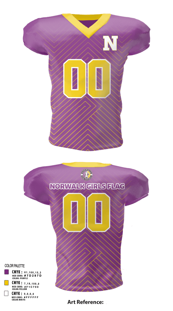 Football Jersey, Norwalk Girls Flag Football, Football, Teamtime, Team time, sublimation, custom sports apparel, team uniforms, spirit wear, spiritwear, sports uniforms, custom shirts, team store, custom team store, fundraiser sports, apparel fundraiser