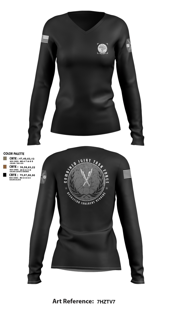 Women's Long Sleeve Vneck Shirt, 65th FAB, Army, Teamtime, Team time, sublimation, custom sports apparel, team uniforms, spirit wear, spiritwear, sports uniforms, custom shirts, team store, custom team store, fundraiser sports, apparel fundraiser