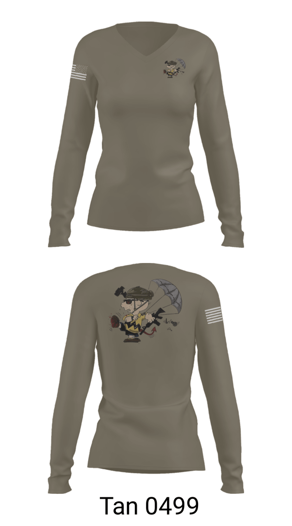 Women's Long Sleeve Vneck Shirt, 1-508th PIR, Army, Teamtime, Team time, sublimation, custom sports apparel, team uniforms, spirit wear, spiritwear, sports uniforms, custom shirts, team store, custom team store, fundraiser sports, apparel fundraiser