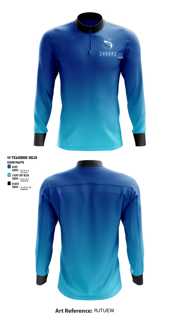 Quarter Zip Jacket, Sharks, Men's Basketball, Teamtime, Team time, sublimation, custom sports apparel, team uniforms, spirit wear, spiritwear, sports uniforms, custom shirts, team store, custom team store, fundraiser sports, apparel fundraiser
