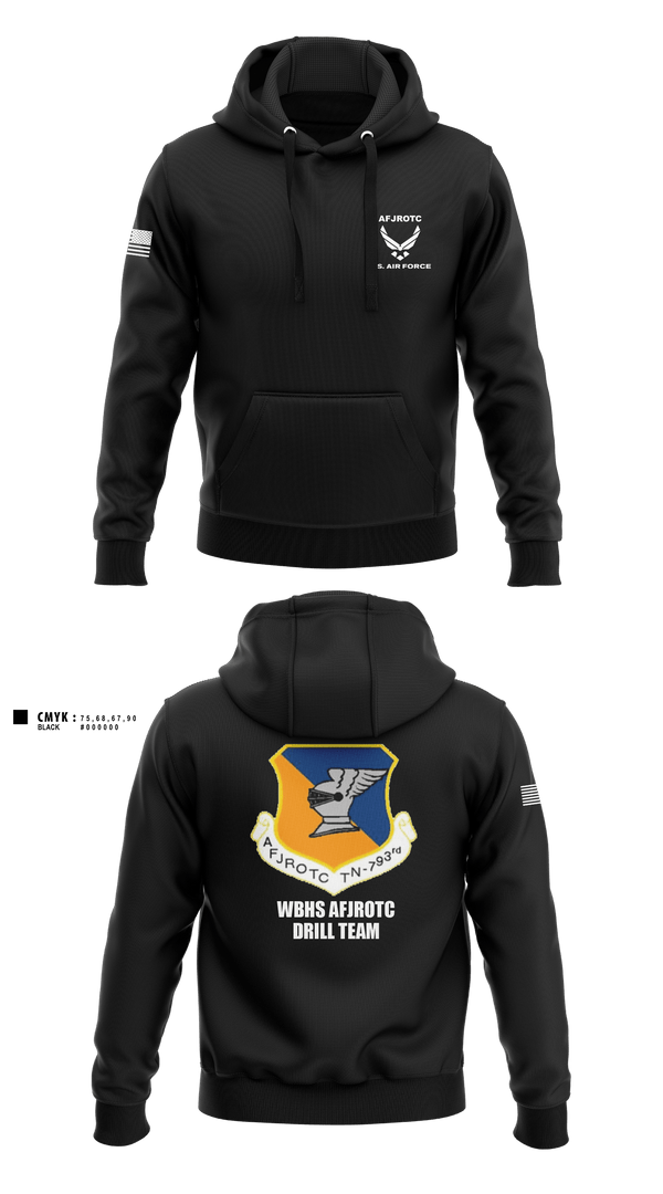 Hoodie, WBHS AFJROTC, Air Force, Teamtime, Team time, sublimation, custom sports apparel, team uniforms, spirit wear, spiritwear, sports uniforms, custom shirts, team store, custom team store, fundraiser sports, apparel fundraiser