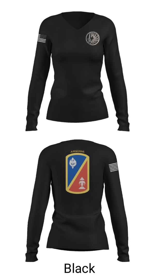 Women's Long Sleeve Vneck Shirt, 1st Det. Royal Lao Airborne, Army, Teamtime, Team time, sublimation, custom sports apparel, team uniforms, spirit wear, spiritwear, sports uniforms, custom shirts, team store, custom team store, fundraiser sports, apparel fundraiser