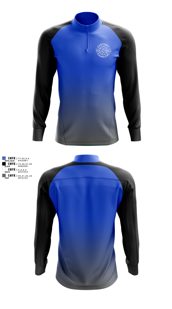 Quarter Zip Jacket, Carteret Ramblers Volleyball, Women's Volleyball, Teamtime, Team time, sublimation, custom sports apparel, team uniforms, spirit wear, spiritwear, sports uniforms, custom shirts, team store, custom team store, fundraiser sports, apparel fundraiser
