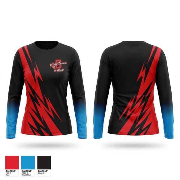 Long Sleeve Performance Shirt, Sissonville Lady Indians, Softball, Teamtime, Team time, sublimation, custom sports apparel, team uniforms, spirit wear, spiritwear, sports uniforms, custom shirts, team store, custom team store, fundraiser sports, apparel fundraiser