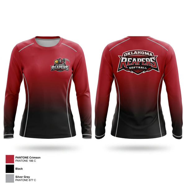 Long Sleeve Performance Shirt, Oklahoma Reapers, Softball, Teamtime, Team time, sublimation, custom sports apparel, team uniforms, spirit wear, spiritwear, sports uniforms, custom shirts, team store, custom team store, fundraiser sports, apparel fundraiser
