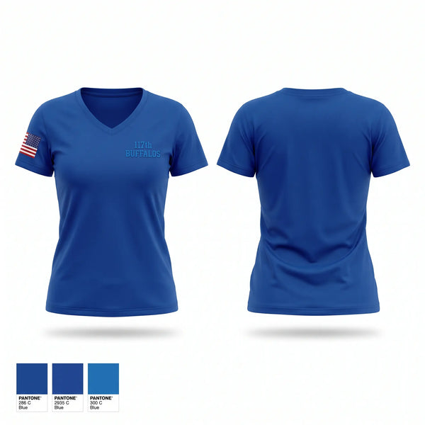 Womens Short Sleeve Vneck Shirt, 1-17th buffalos, Army, Teamtime, Team time, sublimation, custom sports apparel, team uniforms, spirit wear, spiritwear, sports uniforms, custom shirts, team store, custom team store, fundraiser sports, apparel fundraiser