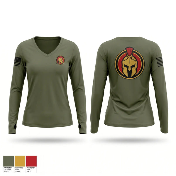 Womens Long Sleeve Vneck Shirt, A5 Spartans 1BN ARCG, Army, Teamtime, Team time, sublimation, custom sports apparel, team uniforms, spirit wear, spiritwear, sports uniforms, custom shirts, team store, custom team store, fundraiser sports, apparel fundraiser