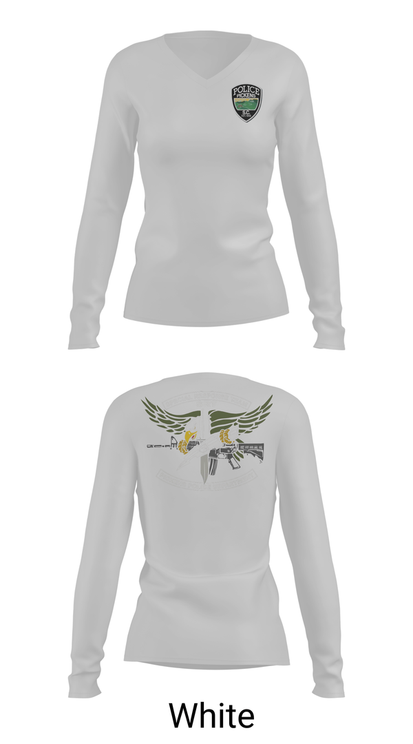 Womens Long Sleeve Vneck Shirt, Pickens Police Department Special Response Team, Police, Teamtime, Team time, sublimation, custom sports apparel, team uniforms, spirit wear, spiritwear, sports uniforms, custom shirts, team store, custom team store, fundraiser sports, apparel fundraiser