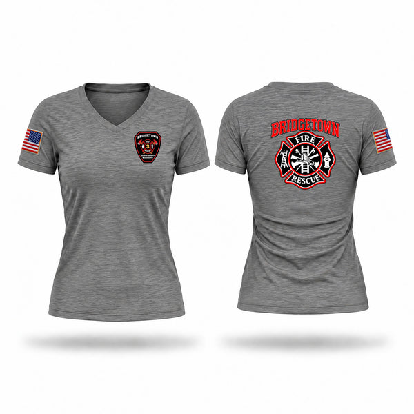 Womens Short Sleeve Vneck Shirt, Bridgetown Volunteer Fire Department, Fire Department, Teamtime, Team time, sublimation, custom sports apparel, team uniforms, spirit wear, spiritwear, sports uniforms, custom shirts, team store, custom team store, fundraiser sports, apparel fundraiser