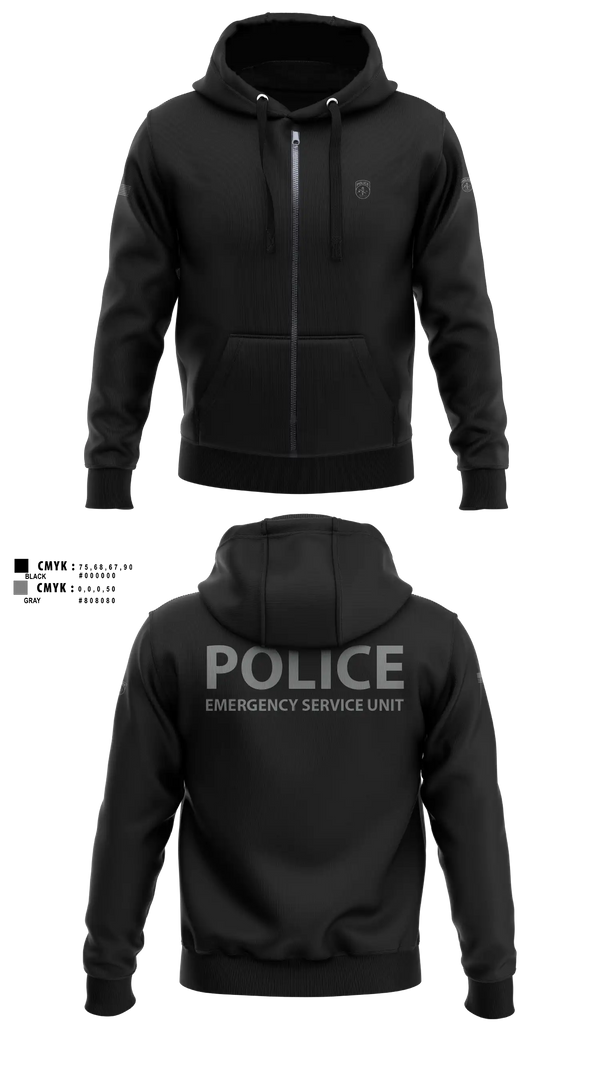 Zip Hoodie, Hackensack Police Emergency Service Unit, Police, Teamtime, Team time, sublimation, custom sports apparel, team uniforms, spirit wear, spiritwear, sports uniforms, custom shirts, team store, custom team store, fundraiser sports, apparel fundraiser