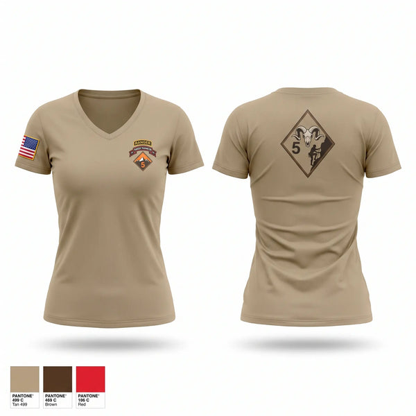 Womens Short Sleeve Vneck Shirt, 5th Ranger Training Battalion, Army, Teamtime, Team time, sublimation, custom sports apparel, team uniforms, spirit wear, spiritwear, sports uniforms, custom shirts, team store, custom team store, fundraiser sports, apparel fundraiser