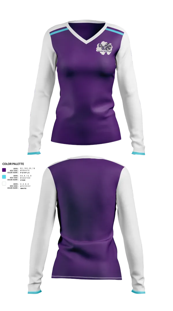 Womens Long Sleeve Vneck Shirt, Columbia Knights Football, , Teamtime, Team time, sublimation, custom sports apparel, team uniforms, spirit wear, spiritwear, sports uniforms, custom shirts, team store, custom team store, fundraiser sports, apparel fundraiser