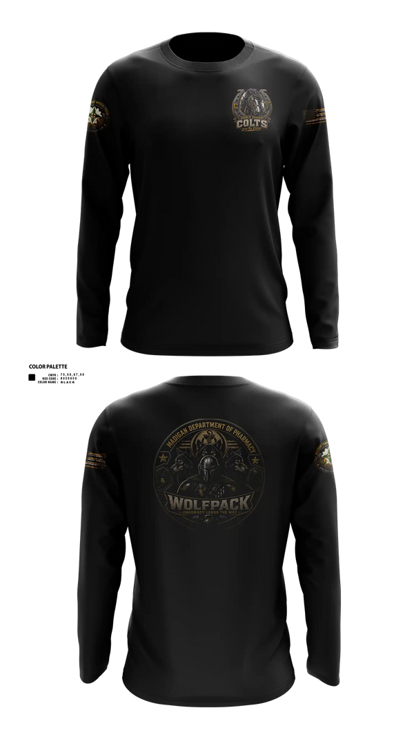 Long Sleeve Performance Shirt, Madigan pharmacy colts, Army, Teamtime, Team time, sublimation, custom sports apparel, team uniforms, spirit wear, spiritwear, sports uniforms, custom shirts, team store, custom team store, fundraiser sports, apparel fundraiser