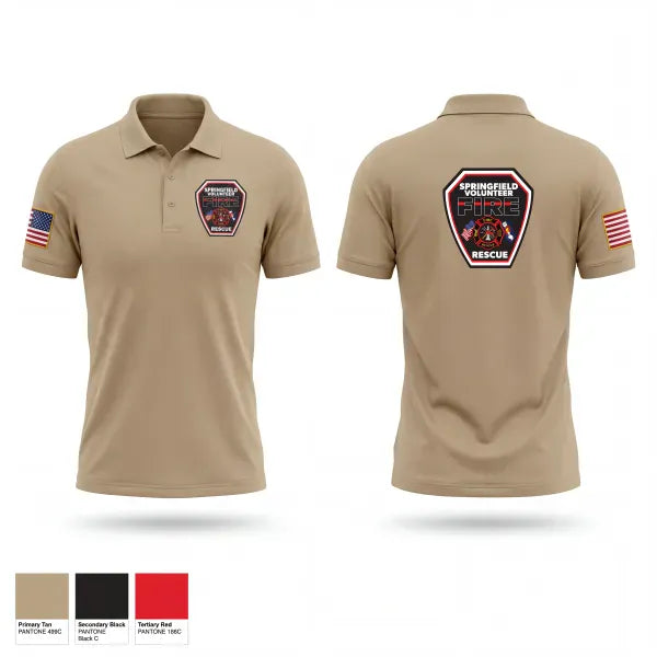 Short Sleeve Performance Polo, Springfield Volunteer Fire Dept., Fire Department, Teamtime, Team time, sublimation, custom sports apparel, team uniforms, spirit wear, spiritwear, sports uniforms, custom shirts, team store, custom team store, fundraiser sports, apparel fundraiser