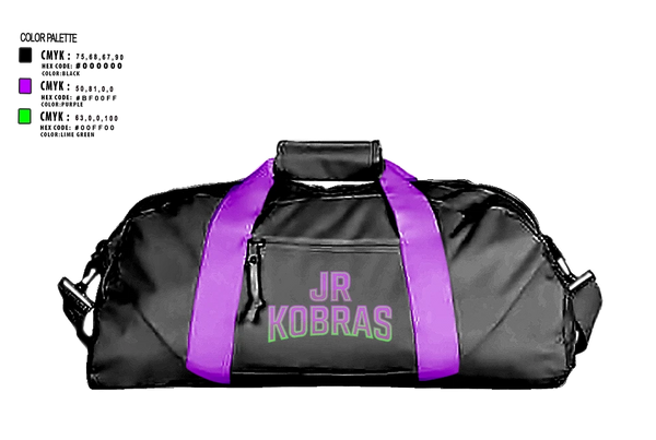 Duffle Bag, JR Kobras, Softball, Teamtime, Team time, sublimation, custom sports apparel, team uniforms, spirit wear, spiritwear, sports uniforms, custom shirts, team store, custom team store, fundraiser sports, apparel fundraiser