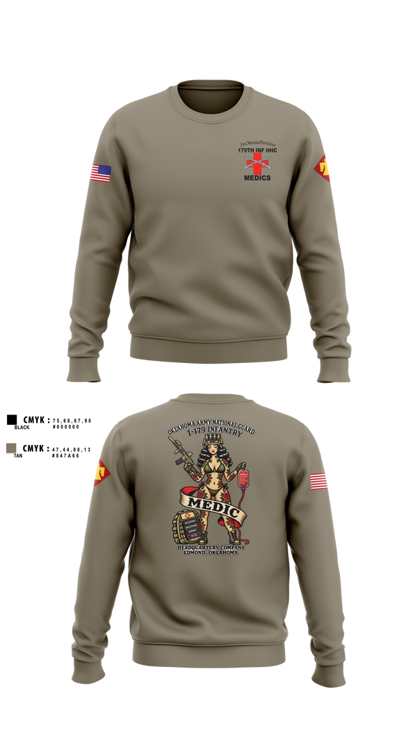 Crew Neck Sweatshirt, 179 HHC Medics, National Guard, Teamtime, Team time, sublimation, custom sports apparel, team uniforms, spirit wear, spiritwear, sports uniforms, custom shirts, team store, custom team store, fundraiser sports, apparel fundraiser