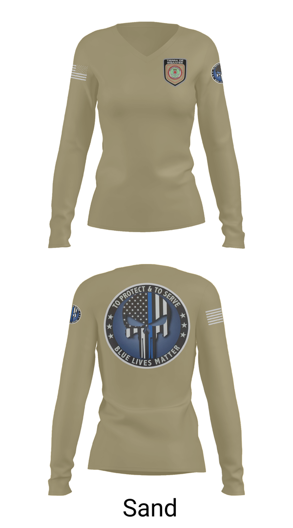 Womens Long Sleeve Vneck Shirt, Policía Municipal de Carolina, , Teamtime, Team time, sublimation, custom sports apparel, team uniforms, spirit wear, spiritwear, sports uniforms, custom shirts, team store, custom team store, fundraiser sports, apparel fundraiser