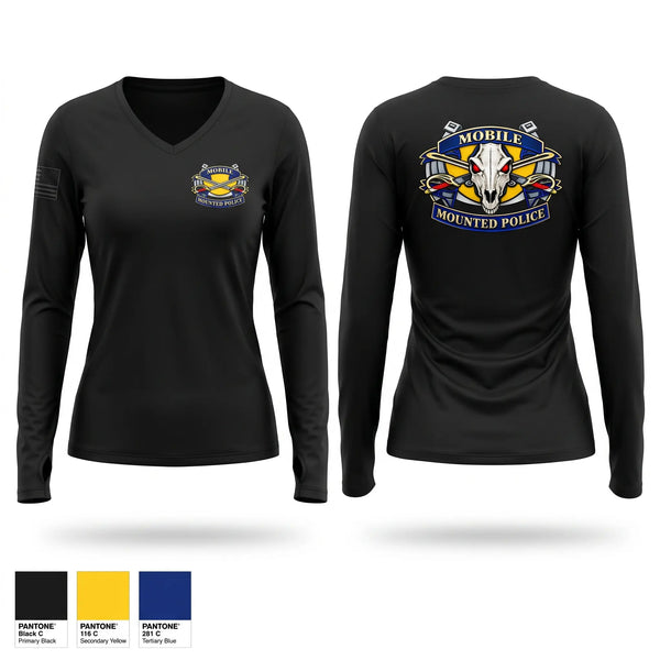 Womens Long Sleeve Vneck Shirt, Mounted Mobile Unit, Police, Teamtime, Team time, sublimation, custom sports apparel, team uniforms, spirit wear, spiritwear, sports uniforms, custom shirts, team store, custom team store, fundraiser sports, apparel fundraiser