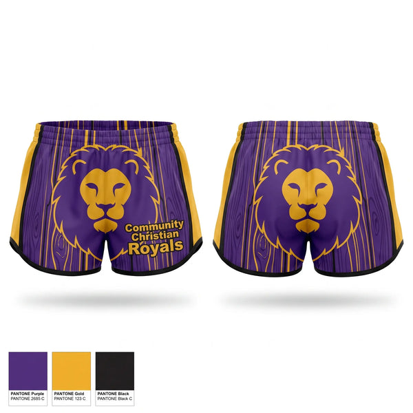 Womens Shorts, Community Christian Royals, Baseball, Teamtime, Team time, sublimation, custom sports apparel, team uniforms, spirit wear, spiritwear, sports uniforms, custom shirts, team store, custom team store, fundraiser sports, apparel fundraiser