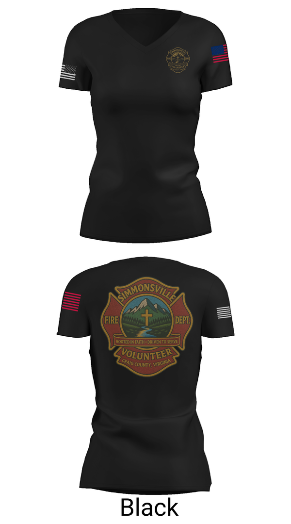 Womens Short Sleeve Vneck Shirt, Simmonsville VFD, , Teamtime, Team time, sublimation, custom sports apparel, team uniforms, spirit wear, spiritwear, sports uniforms, custom shirts, team store, custom team store, fundraiser sports, apparel fundraiser