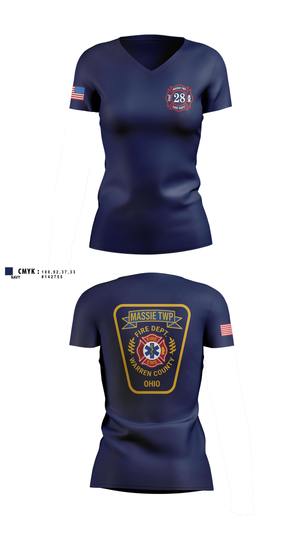 Womens Short Sleeve Vneck Shirt, Massie Township Fire Department, Fire Department, Teamtime, Team time, sublimation, custom sports apparel, team uniforms, spirit wear, spiritwear, sports uniforms, custom shirts, team store, custom team store, fundraiser sports, apparel fundraiser