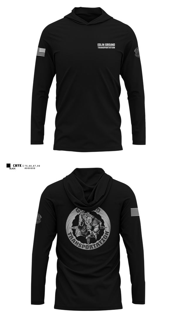 Long Sleeve Performance Shirt with hood, 96 LRS Ground Transportation, Air Force, Teamtime, Team time, sublimation, custom sports apparel, team uniforms, spirit wear, spiritwear, sports uniforms, custom shirts, team store, custom team store, fundraiser sports, apparel fundraiser