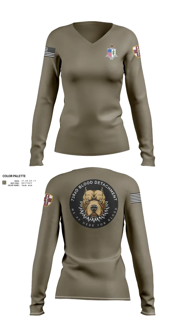 Womens Long Sleeve Vneck Shirt, 7236 Medical Support Unit, Army, Teamtime, Team time, sublimation, custom sports apparel, team uniforms, spirit wear, spiritwear, sports uniforms, custom shirts, team store, custom team store, fundraiser sports, apparel fundraiser
