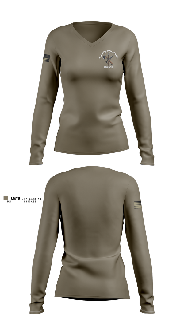 Womens Long Sleeve Vneck Shirt, H Co 148th BSB, National Guard, Teamtime, Team time, sublimation, custom sports apparel, team uniforms, spirit wear, spiritwear, sports uniforms, custom shirts, team store, custom team store, fundraiser sports, apparel fundraiser