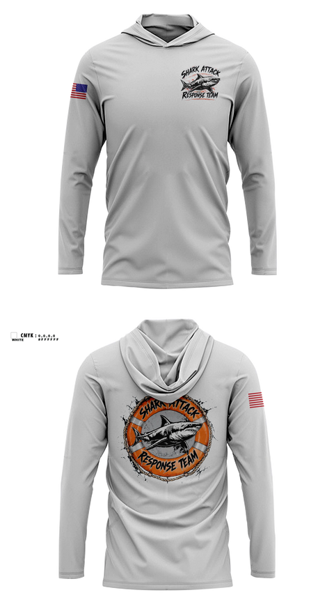 Long Sleeve hooded sunshirt, Shark Attack Response Team, , Teamtime, Team time, sublimation, custom sports apparel, team uniforms, spirit wear, spiritwear, sports uniforms, custom shirts, team store, custom team store, fundraiser sports, apparel fundraiser
