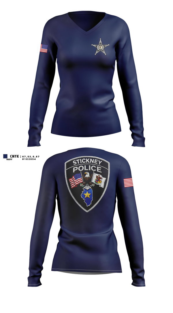 Womens Long Sleeve Vneck Shirt, Stickney Police, Police, Teamtime, Team time, sublimation, custom sports apparel, team uniforms, spirit wear, spiritwear, sports uniforms, custom shirts, team store, custom team store, fundraiser sports, apparel fundraiser