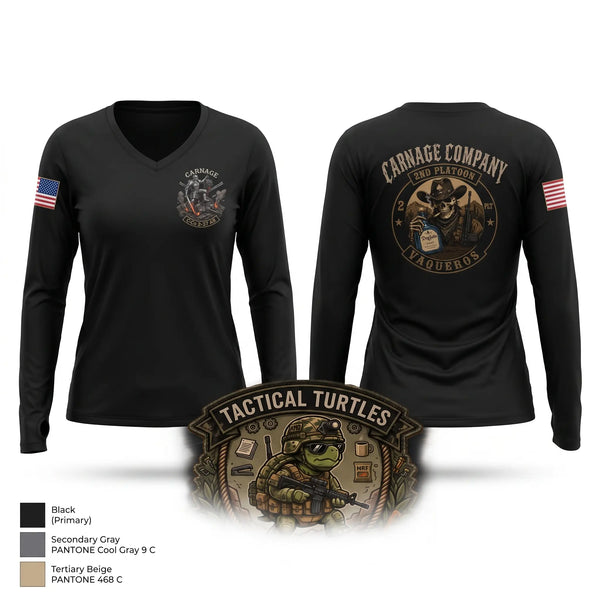 Womens Long Sleeve Vneck Shirt, Final Carnage 2-37 AR, Army, Teamtime, Team time, sublimation, custom sports apparel, team uniforms, spirit wear, spiritwear, sports uniforms, custom shirts, team store, custom team store, fundraiser sports, apparel fundraiser