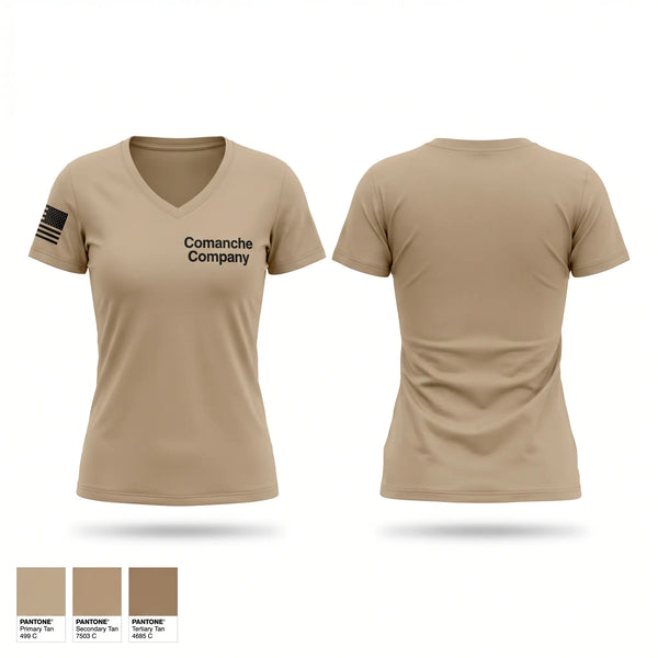 Womens Short Sleeve Vneck Shirt, Comanche Company, Army, Teamtime, Team time, sublimation, custom sports apparel, team uniforms, spirit wear, spiritwear, sports uniforms, custom shirts, team store, custom team store, fundraiser sports, apparel fundraiser
