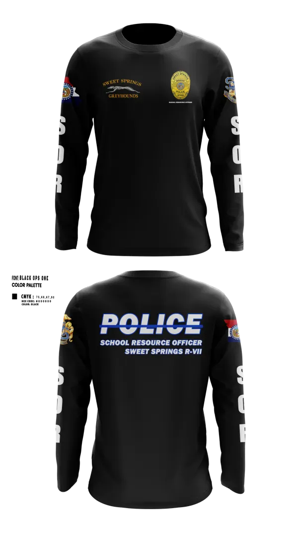 Long Sleeve Performance Shirt, Sweet Springs, Police, Teamtime, Team time, sublimation, custom sports apparel, team uniforms, spirit wear, spiritwear, sports uniforms, custom shirts, team store, custom team store, fundraiser sports, apparel fundraiser