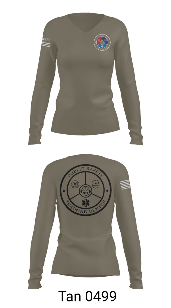 Womens Long Sleeve Vneck Shirt, Public Safety Training Center, Fire Department, Teamtime, Team time, sublimation, custom sports apparel, team uniforms, spirit wear, spiritwear, sports uniforms, custom shirts, team store, custom team store, fundraiser sports, apparel fundraiser