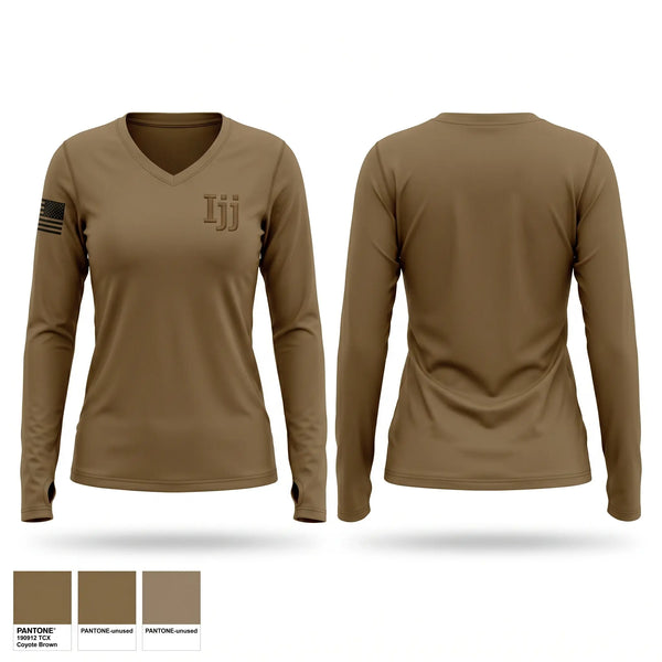 Womens Long Sleeve Vneck Shirt, Ijj, Army, Teamtime, Team time, sublimation, custom sports apparel, team uniforms, spirit wear, spiritwear, sports uniforms, custom shirts, team store, custom team store, fundraiser sports, apparel fundraiser
