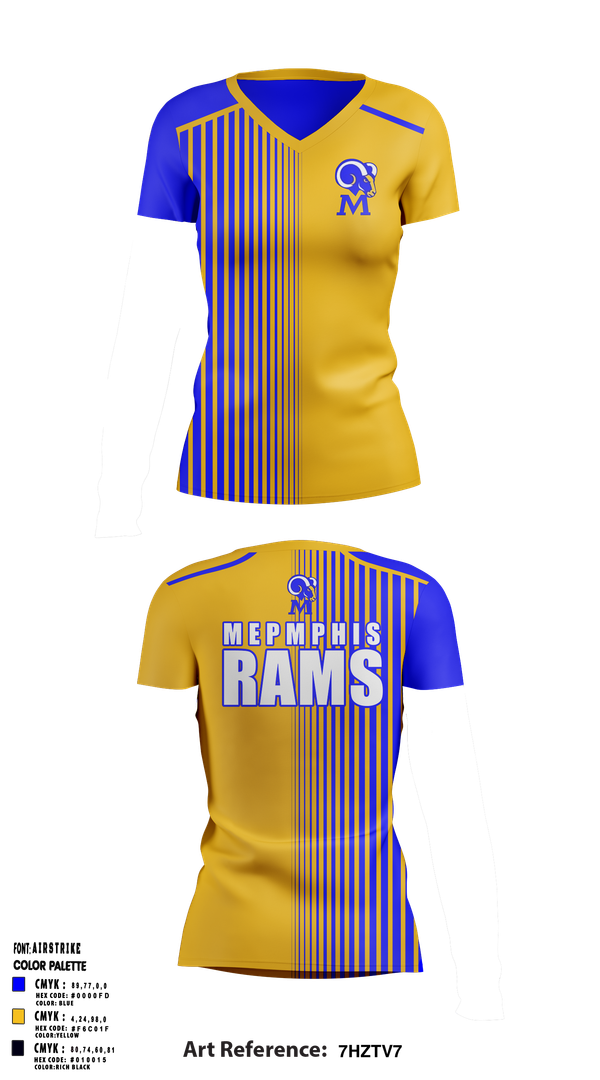 Womens Short Sleeve Vneck Shirt, Memphis Rams, , Teamtime, Team time, sublimation, custom sports apparel, team uniforms, spirit wear, spiritwear, sports uniforms, custom shirts, team store, custom team store, fundraiser sports, apparel fundraiser