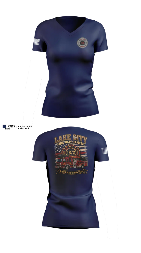 Womens Short Sleeve Vneck Shirt, Lake City Fire Department, Fire Department, Teamtime, Team time, sublimation, custom sports apparel, team uniforms, spirit wear, spiritwear, sports uniforms, custom shirts, team store, custom team store, fundraiser sports, apparel fundraiser