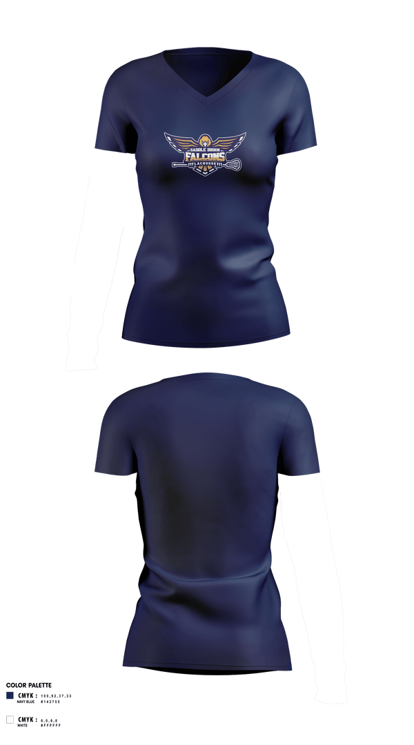 Womens Short Sleeve Vneck Shirt, Saddle Brook Falcons Lacrosse, Men's Lacrosse, Teamtime, Team time, sublimation, custom sports apparel, team uniforms, spirit wear, spiritwear, sports uniforms, custom shirts, team store, custom team store, fundraiser sports, apparel fundraiser
