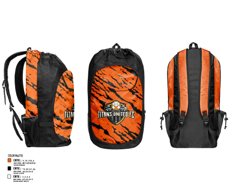 Gear Bag, TITANS UNITED FC, Men's Soccer, Teamtime, Team time, sublimation, custom sports apparel, team uniforms, spirit wear, spiritwear, sports uniforms, custom shirts, team store, custom team store, fundraiser sports, apparel fundraiser