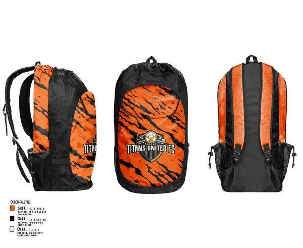 Gear Bag, TITANS UNITED FC, Men's Soccer, Teamtime, Team time, sublimation, custom sports apparel, team uniforms, spirit wear, spiritwear, sports uniforms, custom shirts, team store, custom team store, fundraiser sports, apparel fundraiser