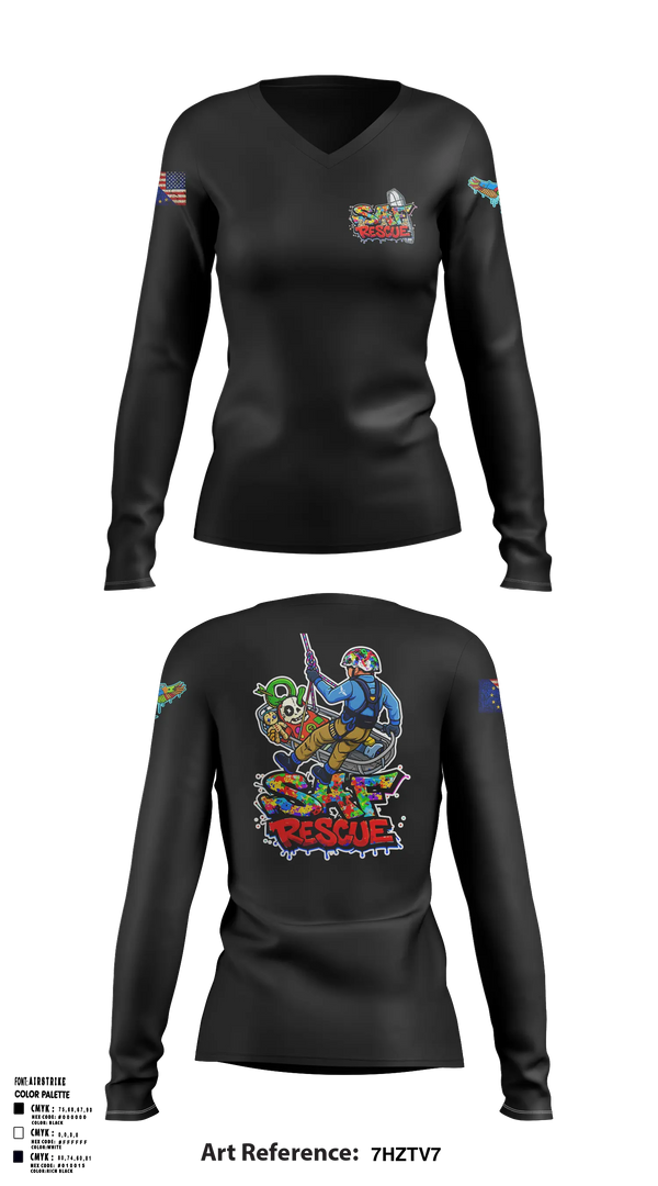 Womens Long Sleeve Vneck Shirt, VooDoo RESCUE, Fire Department, Teamtime, Team time, sublimation, custom sports apparel, team uniforms, spirit wear, spiritwear, sports uniforms, custom shirts, team store, custom team store, fundraiser sports, apparel fundraiser