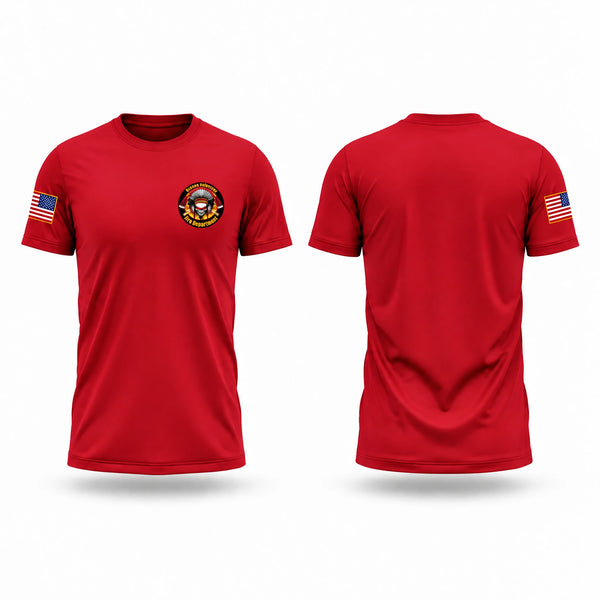 Old School Cotton Feel Shirt, Quanah volunteer fire department, Fire Department, Teamtime, Team time, sublimation, custom sports apparel, team uniforms, spirit wear, spiritwear, sports uniforms, custom shirts, team store, custom team store, fundraiser sports, apparel fundraiser